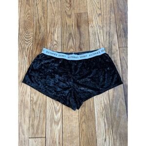 Victoria's Secret Black Velvet Lounge Shorts Sleep Pajama S Small‎